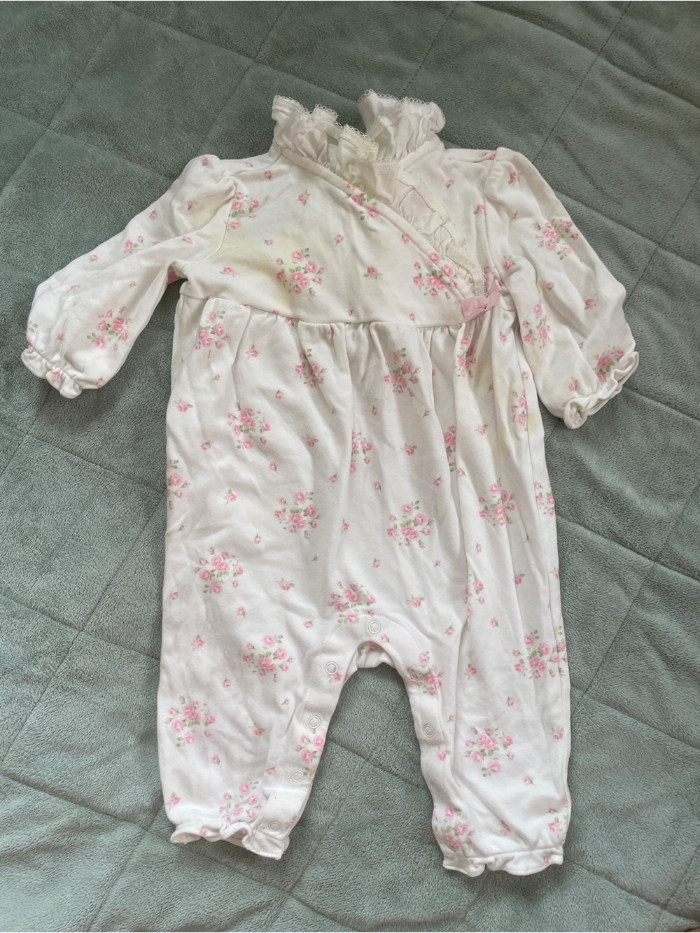 Janie and Jack Baby Girls Floral Pink White One-Piece Romper